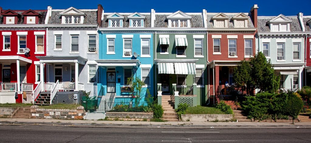 Abandoned Goods residential street with colourful houses