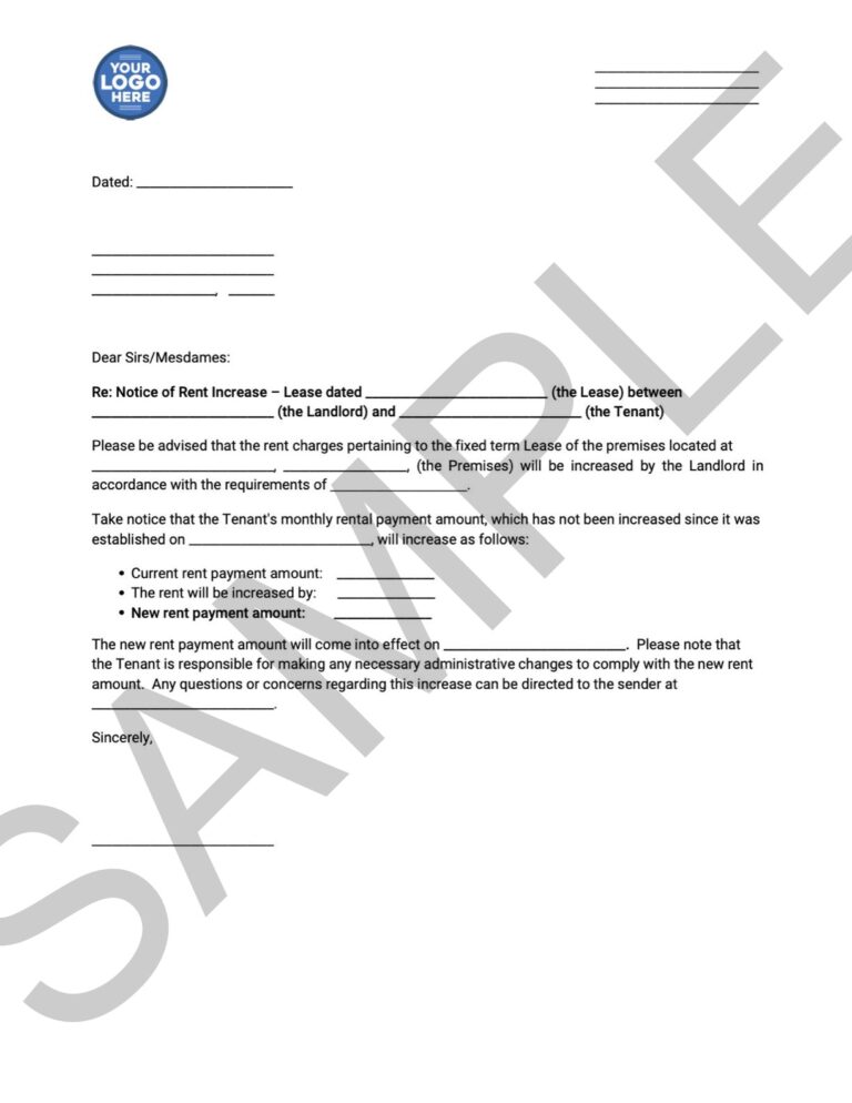 Notice of Rent Increase Example