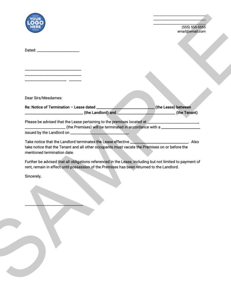Terminate Residential Tenancy Example